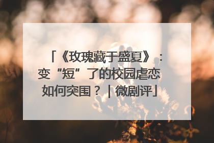《玫瑰藏于盛夏》:变“短”了的校园虐恋如何突围?|微剧评