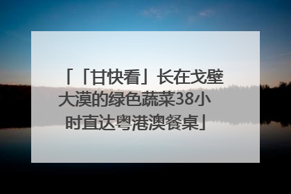 「甘快看」长在戈壁大漠的绿色蔬菜38小时直达粤港澳餐桌