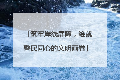筑牢岸线屏障，绘就警民同心的文明画卷