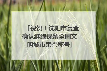 祝贺！沈阳市复查确认继续保留全国文明城市荣誉称号