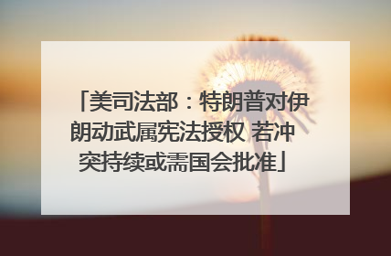 美司法部：特朗普对伊朗动武属宪法授权 若冲突持续或需国会批准