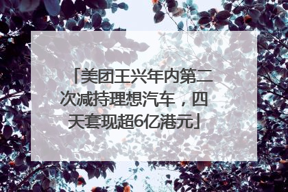 美团王兴年内第二次减持理想汽车，四天套现超6亿港元