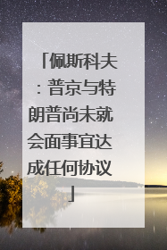 佩斯科夫：普京与特朗普尚未就会面事宜达成任何协议