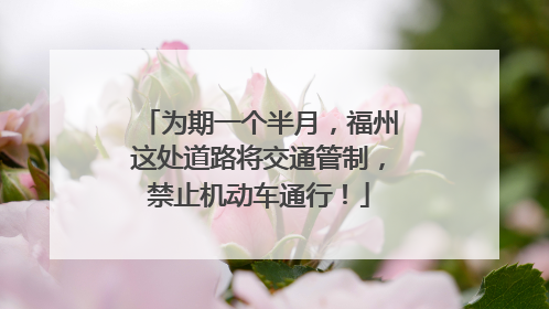 为期一个半月，福州这处道路将交通管制，禁止机动车通行！