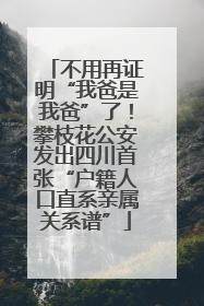 不用再证明“我爸是我爸”了！攀枝花公安发出四川首张“户籍人口直系亲属关系谱”