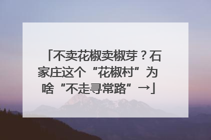 不卖花椒卖椒芽？石家庄这个“花椒村”为啥“不走寻常路”→