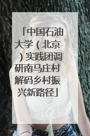中国石油大学（北京）实践团调研南马庄村解码乡村振兴新路径