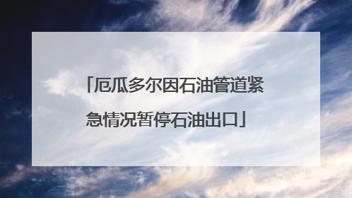 厄瓜多尔因石油管道紧急情况暂停石油出口
