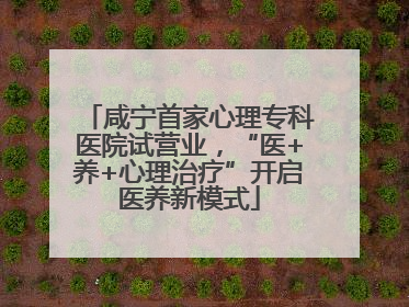 咸宁首家心理专科医院试营业，“医+养+心理治疗”开启医养新模式
