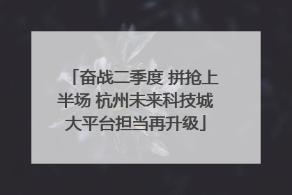 奋战二季度 拼抢上半场 杭州未来科技城大平台担当再升级