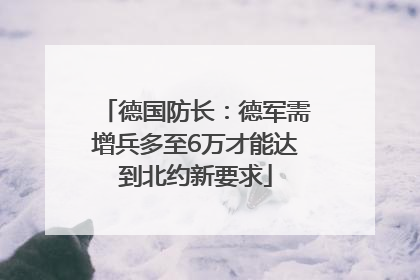 德国防长：德军需增兵多至6万才能达到北约新要求