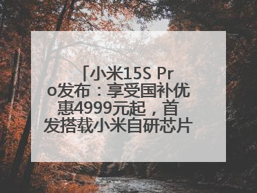 小米15S Pro发布：享受国补优惠4999元起，首发搭载小米自研芯片“玄戒O1”3nm旗舰处理器