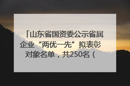 山东省国资委公示省属企业“两优一先”拟表彰对象名单，共250名（个）党员和党组织