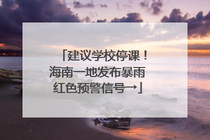 建议学校停课！海南一地发布暴雨红色预警信号→