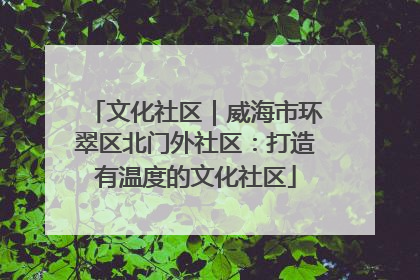 文化社区｜威海市环翠区北门外社区：打造有温度的文化社区