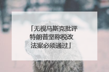 无视马斯克批评 特朗普坚称税改法案必须通过