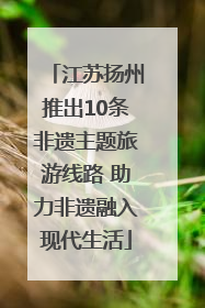 江苏扬州推出10条非遗主题旅游线路 助力非遗融入现代生活