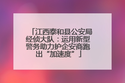 江西泰和县公安局经侦大队：运用新型警务助力护企安商跑出“加速度”