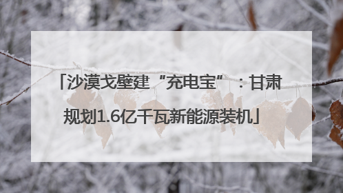 沙漠戈壁建“充电宝”：甘肃规划1.6亿千瓦新能源装机