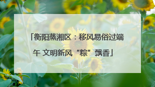 衡阳蒸湘区：移风易俗过端午 文明新风“粽”飘香