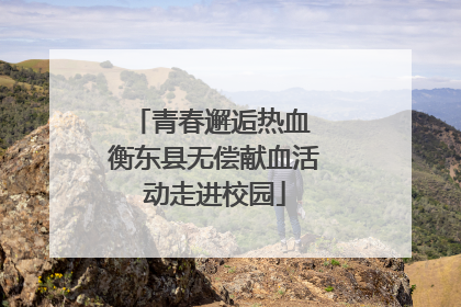 青春邂逅热血 衡东县无偿献血活动走进校园