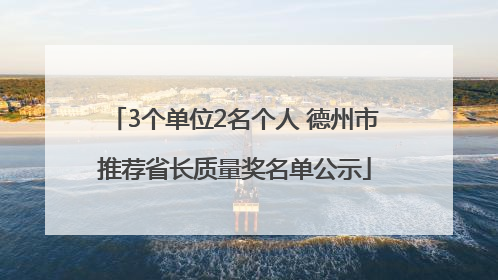 3个单位2名个人 德州市推荐省长质量奖名单公示