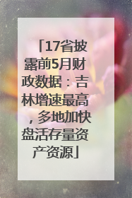 17省披露前5月财政数据：吉林增速最高，多地加快盘活存量资产资源
