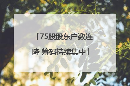 75股股东户数连降 筹码持续集中